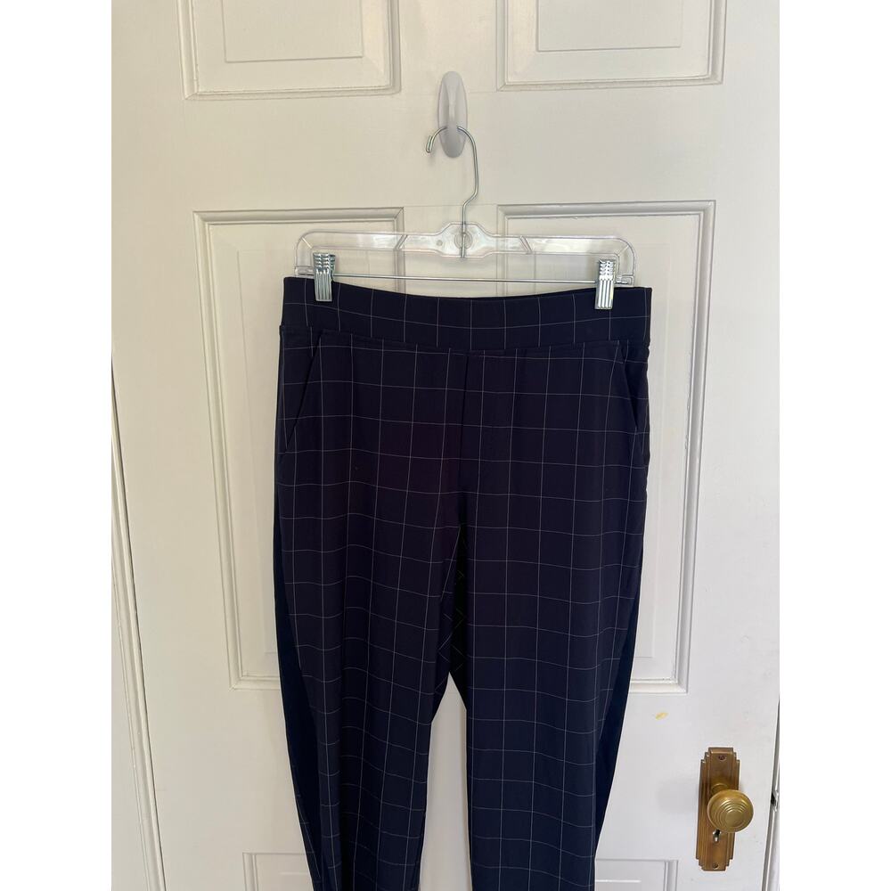 Athleta Brooklyn Textured Ankle Pant Blue WIndowpane Pattern Check Women's 8P - Picture 8 of 14